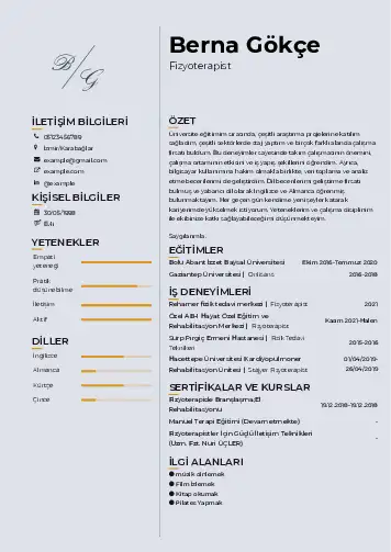 Fizyoterapist Cv Örnekleri cv indir
